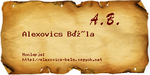Alexovics Béla névjegykártya